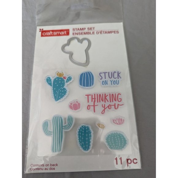 Cactus polymer stamp set Craft Smart Michaels brand new w sentiments and die - Picture 1 of 1